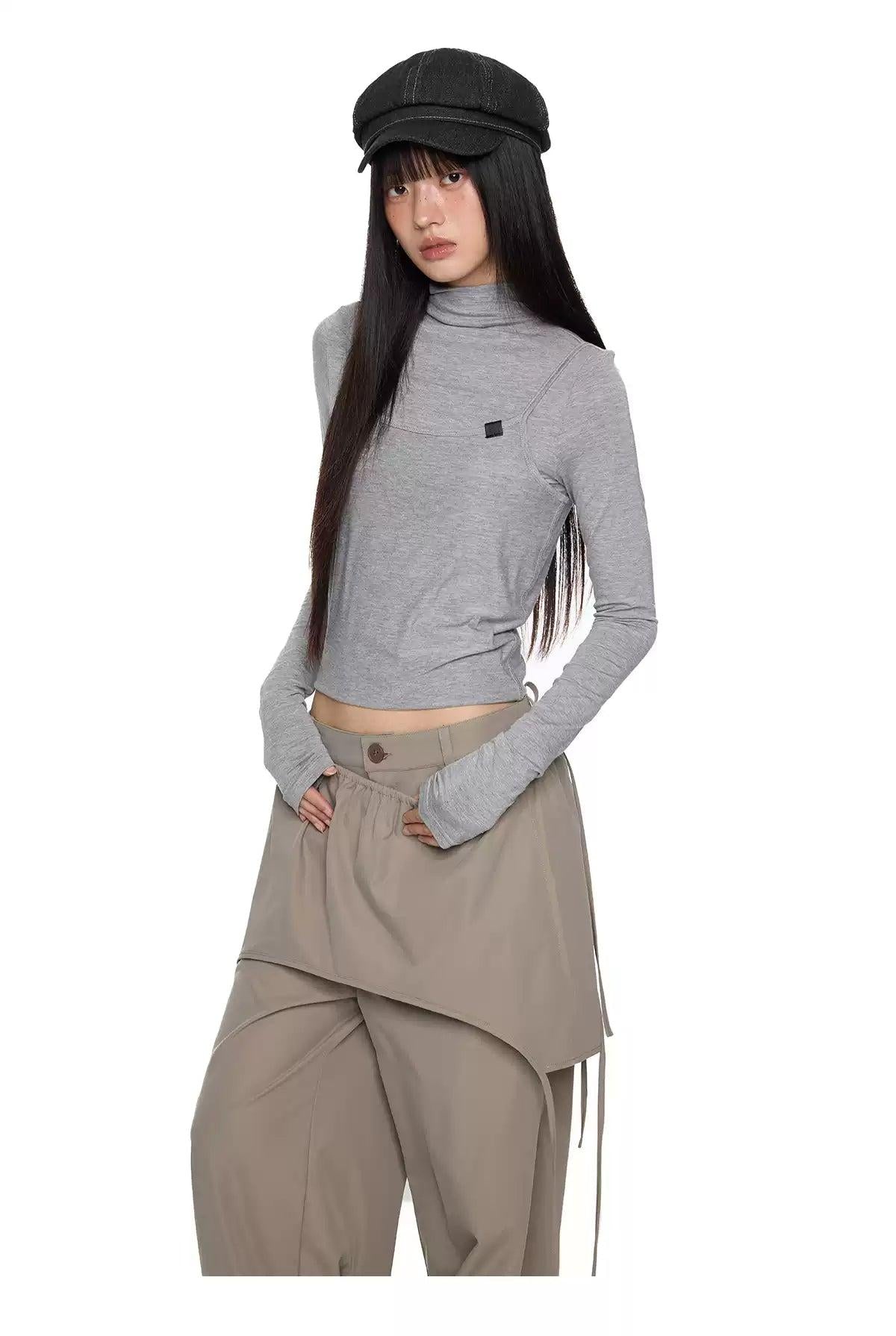 Tom Cami Layered Cropped Mockneck-korean-fashion-Mockneck-Tom's Closet-OH Garments