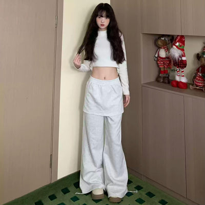 Tom Casual Two-Piece Wide Leg Sweatpants-korean-fashion-Pants-Tom's Closet-OH Garments