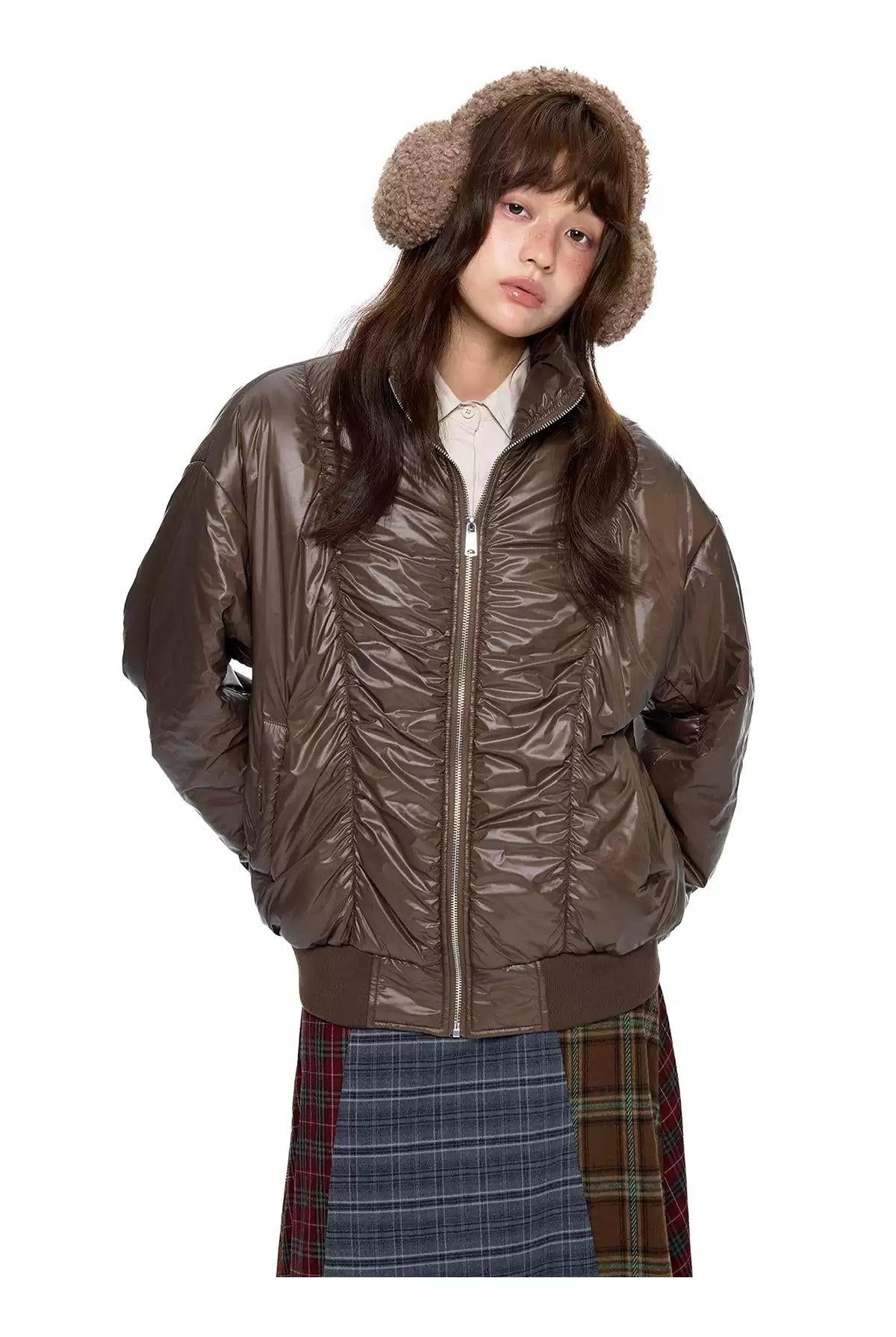 Tom Cinched Lines Puffer Jacket-korean-fashion-Jacket-Tom's Closet-OH Garments