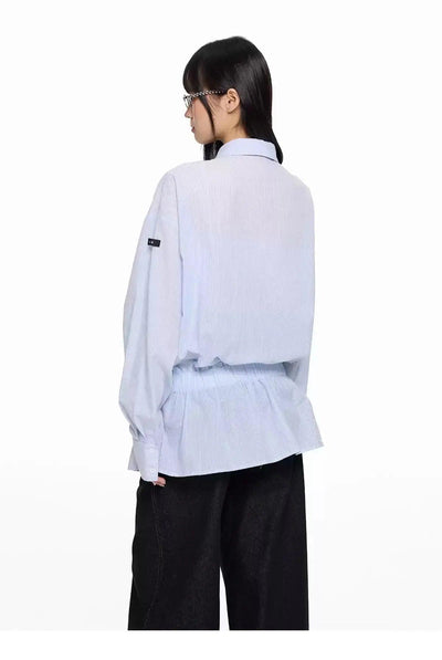 Tom Cinched Waist Textured Shirt-korean-fashion-Shirt-Tom's Closet-OH Garments