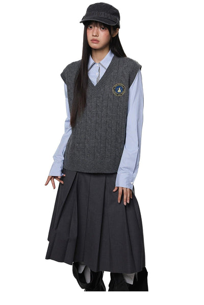 Tom Classic Cable Knit Vest-korean-fashion-Vest-Tom's Closet-OH Garments