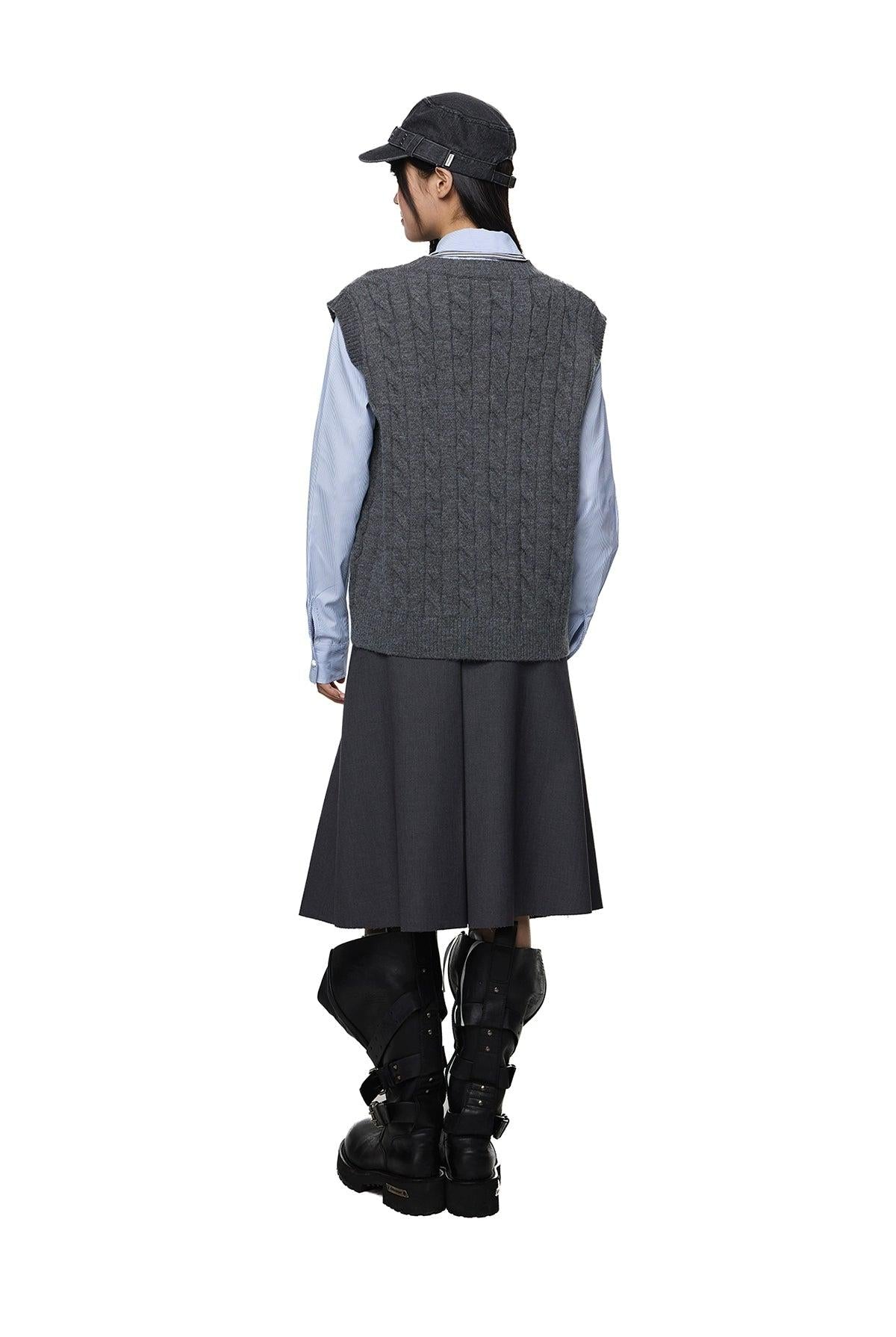 Tom Classic Cable Knit Vest-korean-fashion-Vest-Tom's Closet-OH Garments