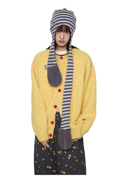 Tom Contrast Buttoned Loose Knit Cardigan-korean-fashion-Cardigan-Tom's Closet-OH Garments