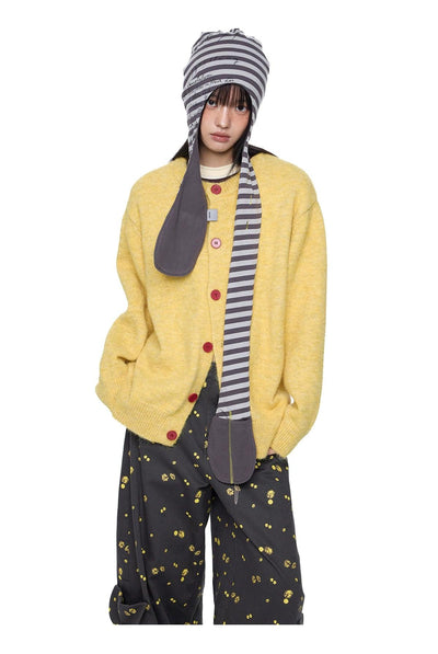 Tom Contrast Buttoned Loose Knit Cardigan-korean-fashion-Cardigan-Tom's Closet-OH Garments