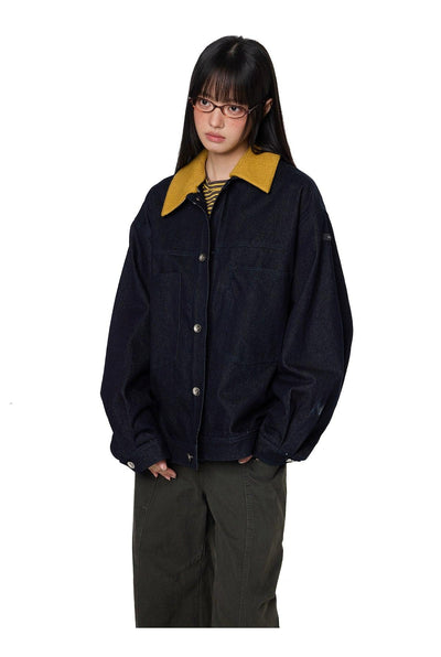 Tom Contrast Collar Denim Jacket-korean-fashion-Jacket-Tom's Closet-OH Garments