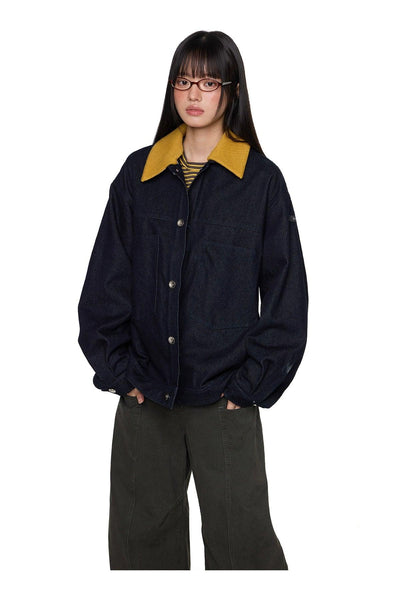 Tom Contrast Collar Denim Jacket-korean-fashion-Jacket-Tom's Closet-OH Garments