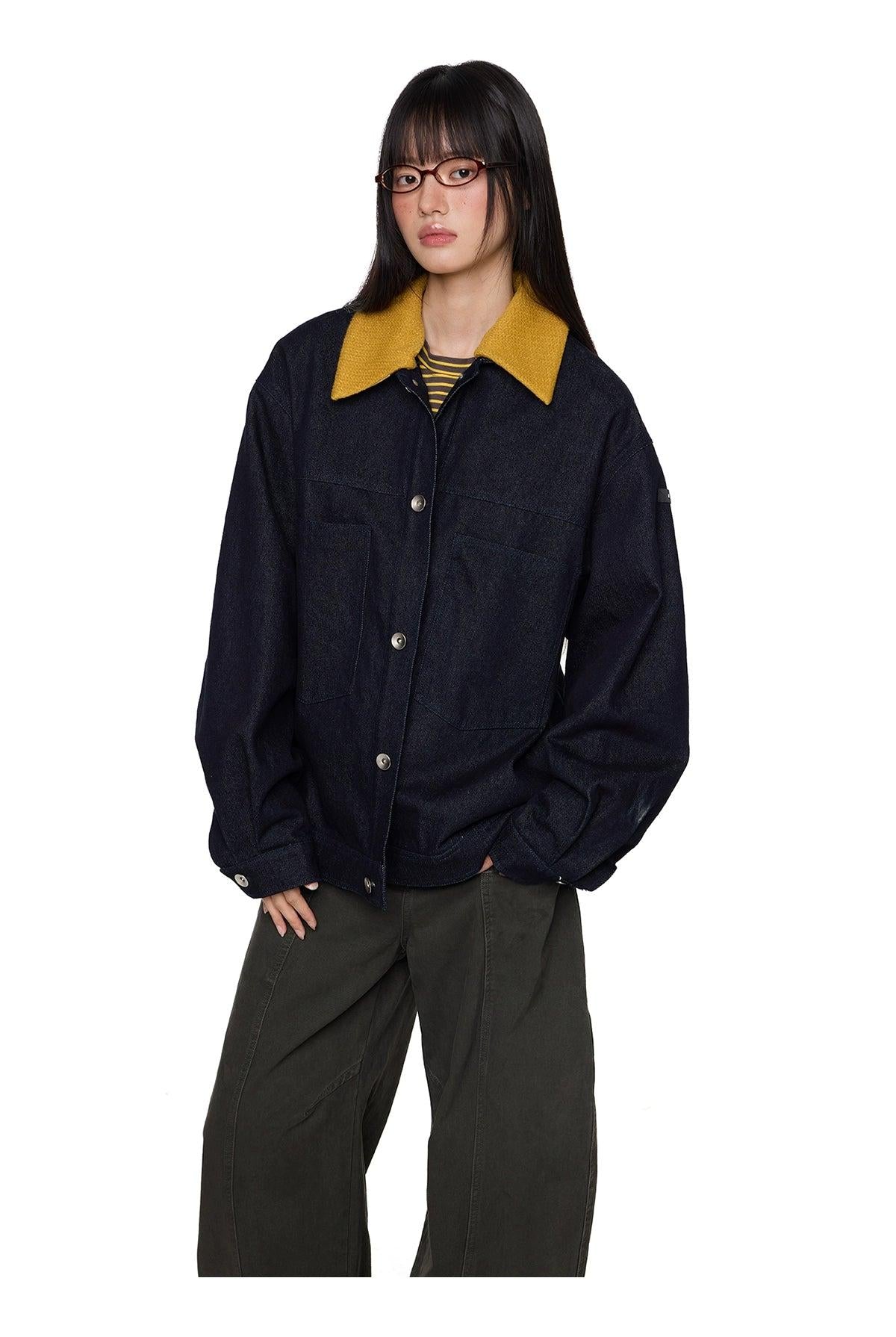 Tom Contrast Collar Denim Jacket-korean-fashion-Jacket-Tom's Closet-OH Garments