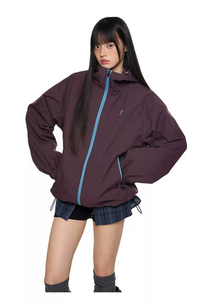 Tom Contrast Zipped Windbreaker Jacket-korean-fashion-Jacket-Tom's Closet-OH Garments