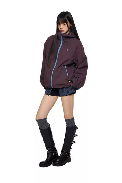 Tom Contrast Zipped Windbreaker Jacket-korean-fashion-Jacket-Tom's Closet-OH Garments