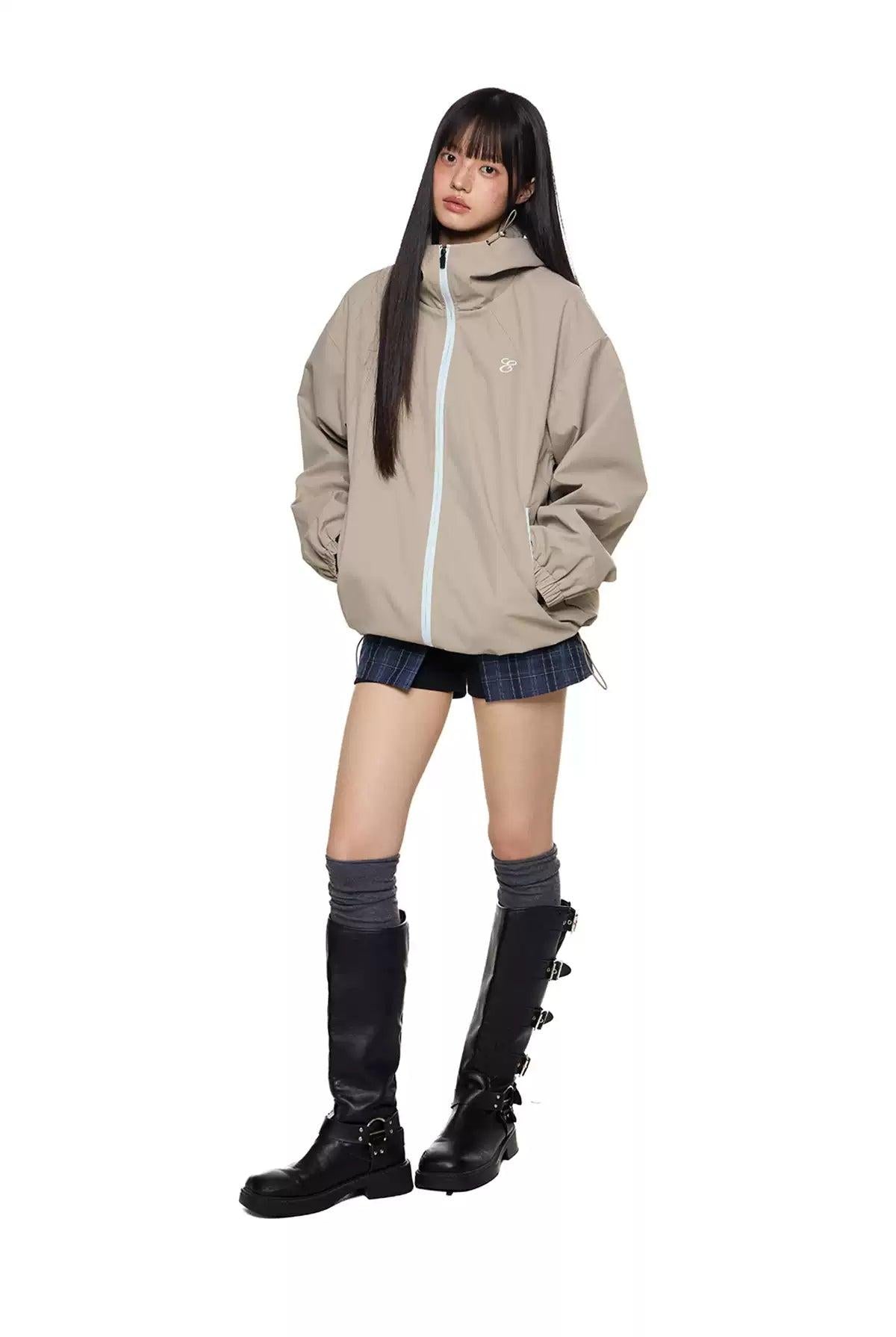 Tom Contrast Zipped Windbreaker Jacket-korean-fashion-Jacket-Tom's Closet-OH Garments