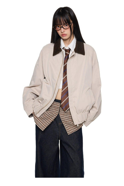Tom Corduroy Collar Ruched Hem Jacket-korean-fashion-Jacket-Tom's Closet-OH Garments