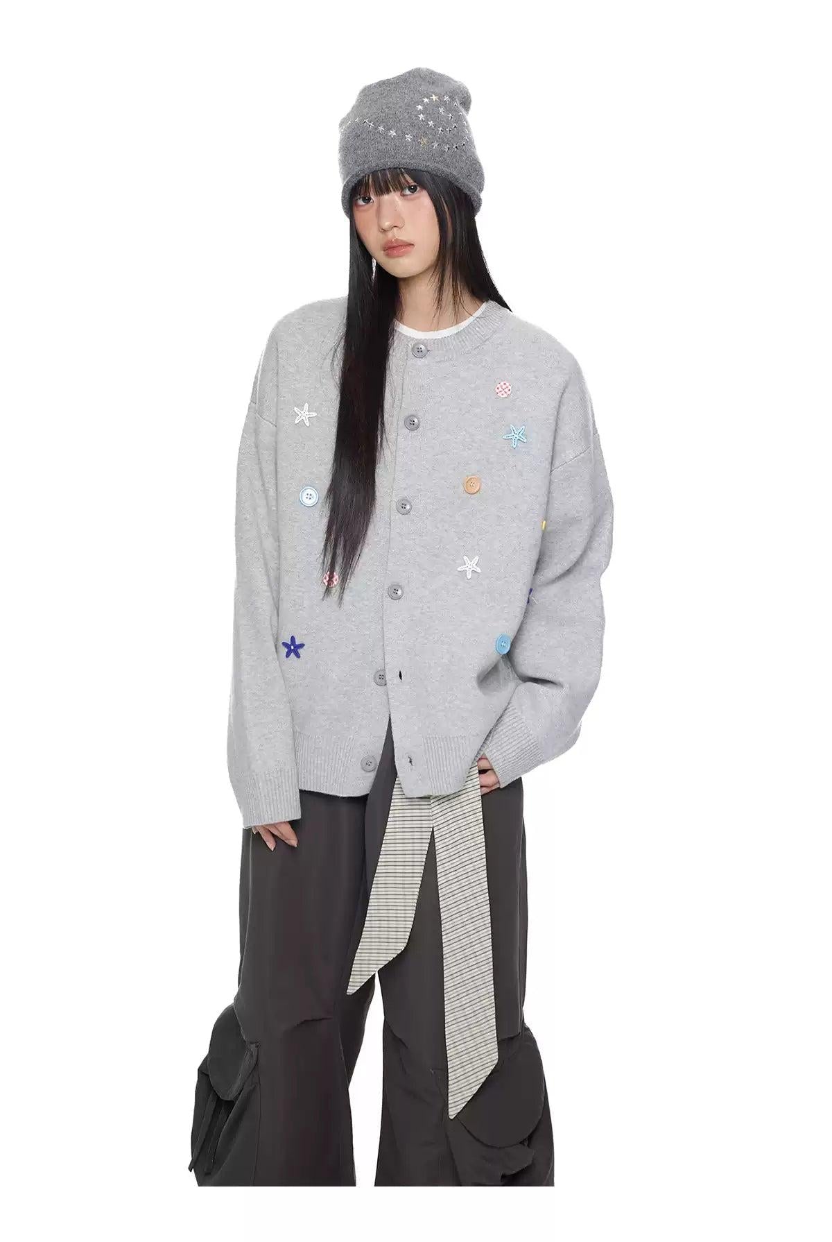 Tom Cozy Stars and Buttons Cardigan-korean-fashion-Cardigan-Tom's Closet-OH Garments