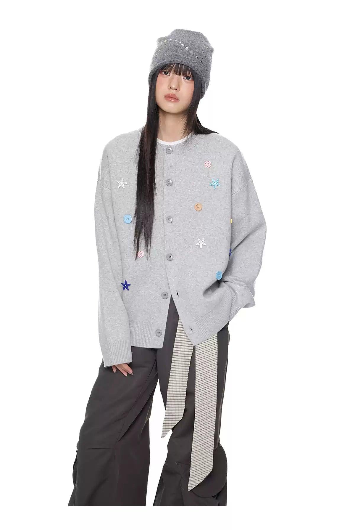 Tom Cozy Stars and Buttons Cardigan-korean-fashion-Cardigan-Tom's Closet-OH Garments
