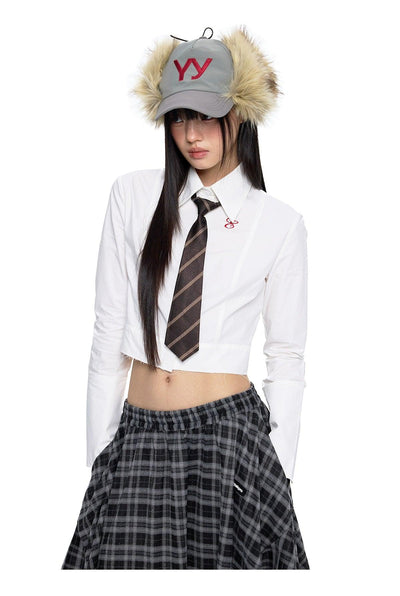 Tom Cropped Solid Color Shirt-korean-fashion-Shirt-Tom's Closet-OH Garments