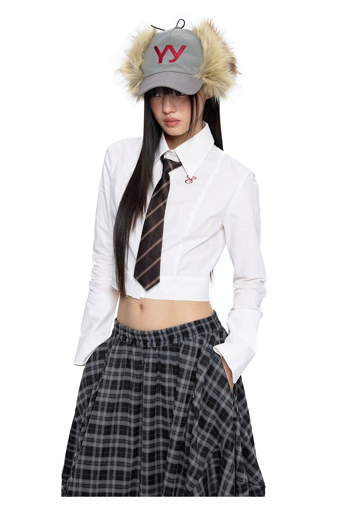 Tom Cropped Solid Color Shirt-korean-fashion-Shirt-Tom's Closet-OH Garments