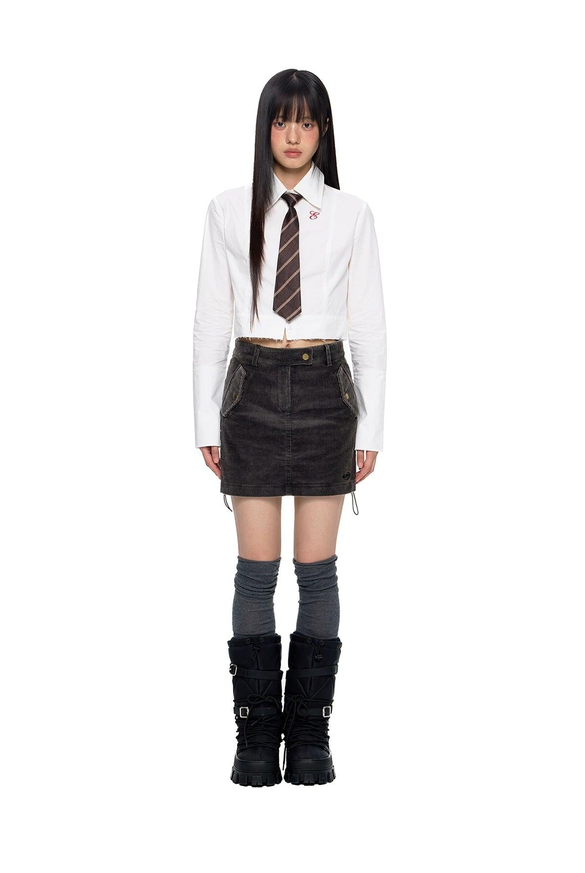 Tom Cropped Solid Color Shirt-korean-fashion-Shirt-Tom's Closet-OH Garments