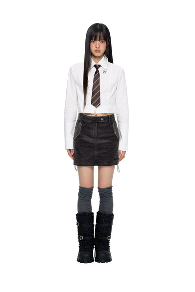 Tom Cropped Solid Color Shirt-korean-fashion-Shirt-Tom's Closet-OH Garments