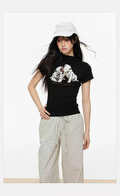 Tom Dalmatian Dog Graphic T-Shirt-korean-fashion-T-Shirt-Tom's Closet-OH Garments