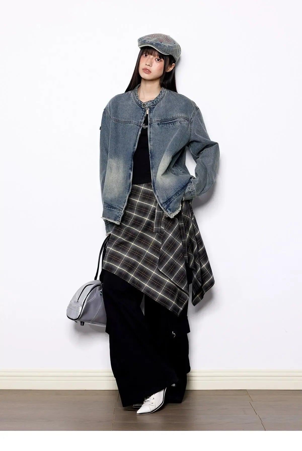 Tom Distressed Wash Raw Edge Denim Jacket-korean-fashion-Jacket-Tom's Closet-OH Garments