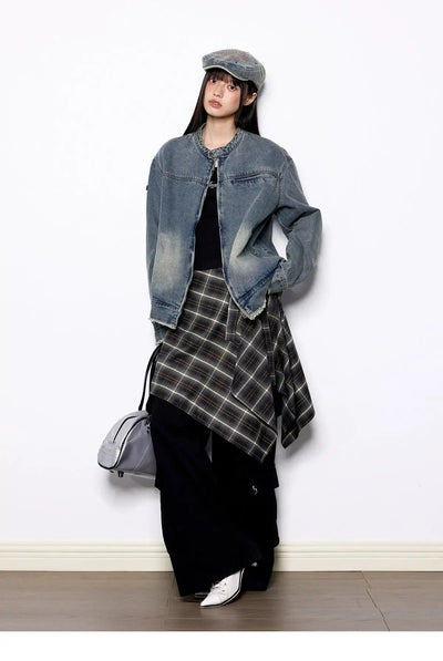 Tom Distressed Wash Raw Edge Denim Jacket-korean-fashion-Jacket-Tom's Closet-OH Garments