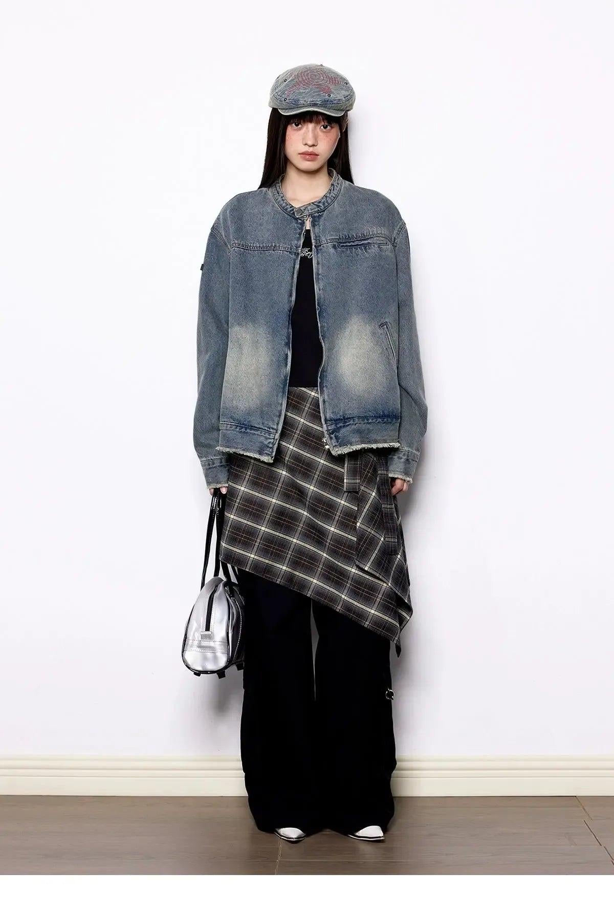 Tom Distressed Wash Raw Edge Denim Jacket-korean-fashion-Jacket-Tom's Closet-OH Garments