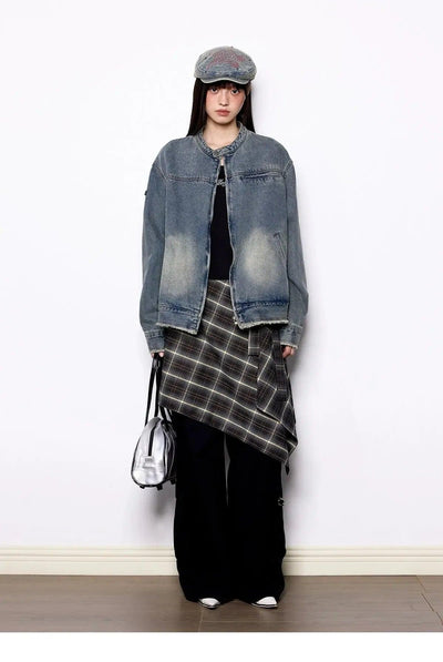 Tom Distressed Wash Raw Edge Denim Jacket-korean-fashion-Jacket-Tom's Closet-OH Garments