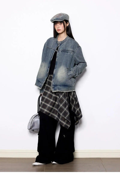 Tom Distressed Wash Raw Edge Denim Jacket-korean-fashion-Jacket-Tom's Closet-OH Garments