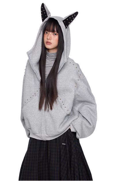 Tom Doberman Rivet Detail Oversize Hoodie-korean-fashion-Hoodie-Tom's Closet-OH Garments
