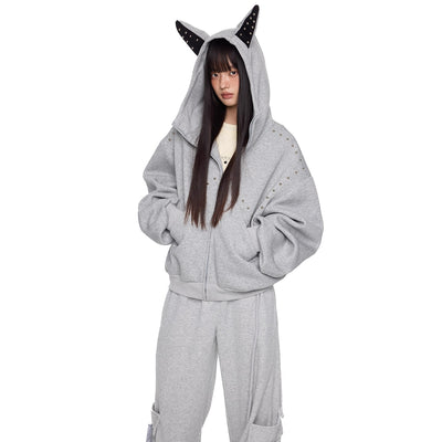 Tom Doberman Rivet Detail Oversize Hoodie-korean-fashion-Hoodie-Tom's Closet-OH Garments
