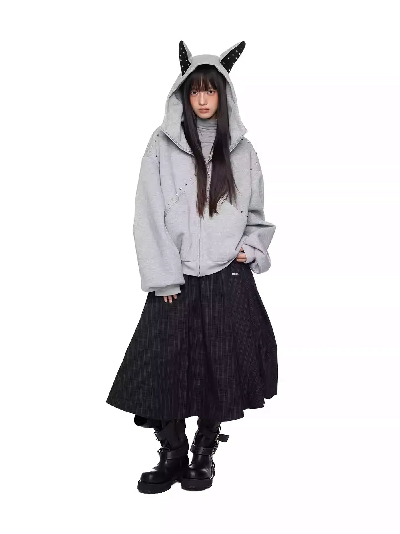 Tom Doberman Rivet Detail Oversize Hoodie-korean-fashion-Hoodie-Tom's Closet-OH Garments