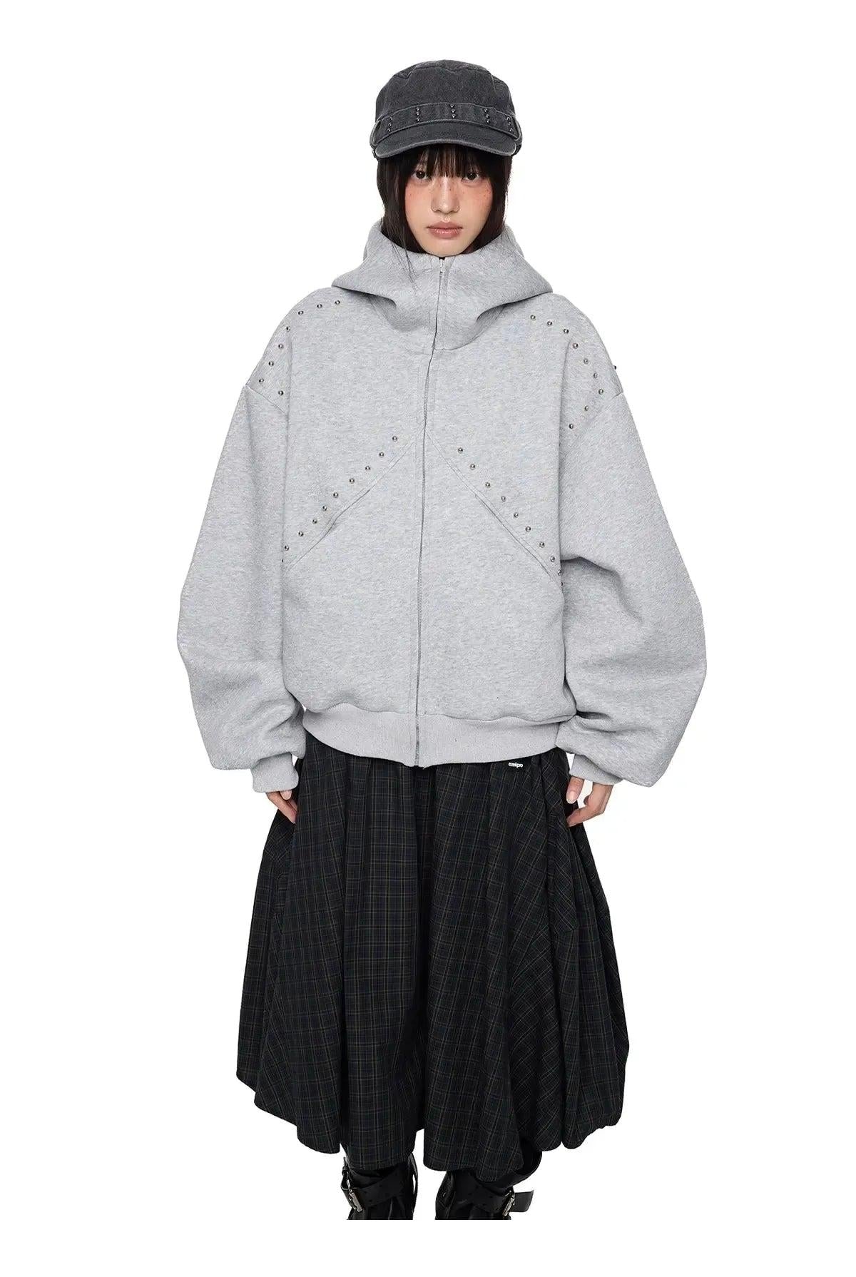Tom Doberman Rivet Detail Oversize Hoodie-korean-fashion-Hoodie-Tom's Closet-OH Garments