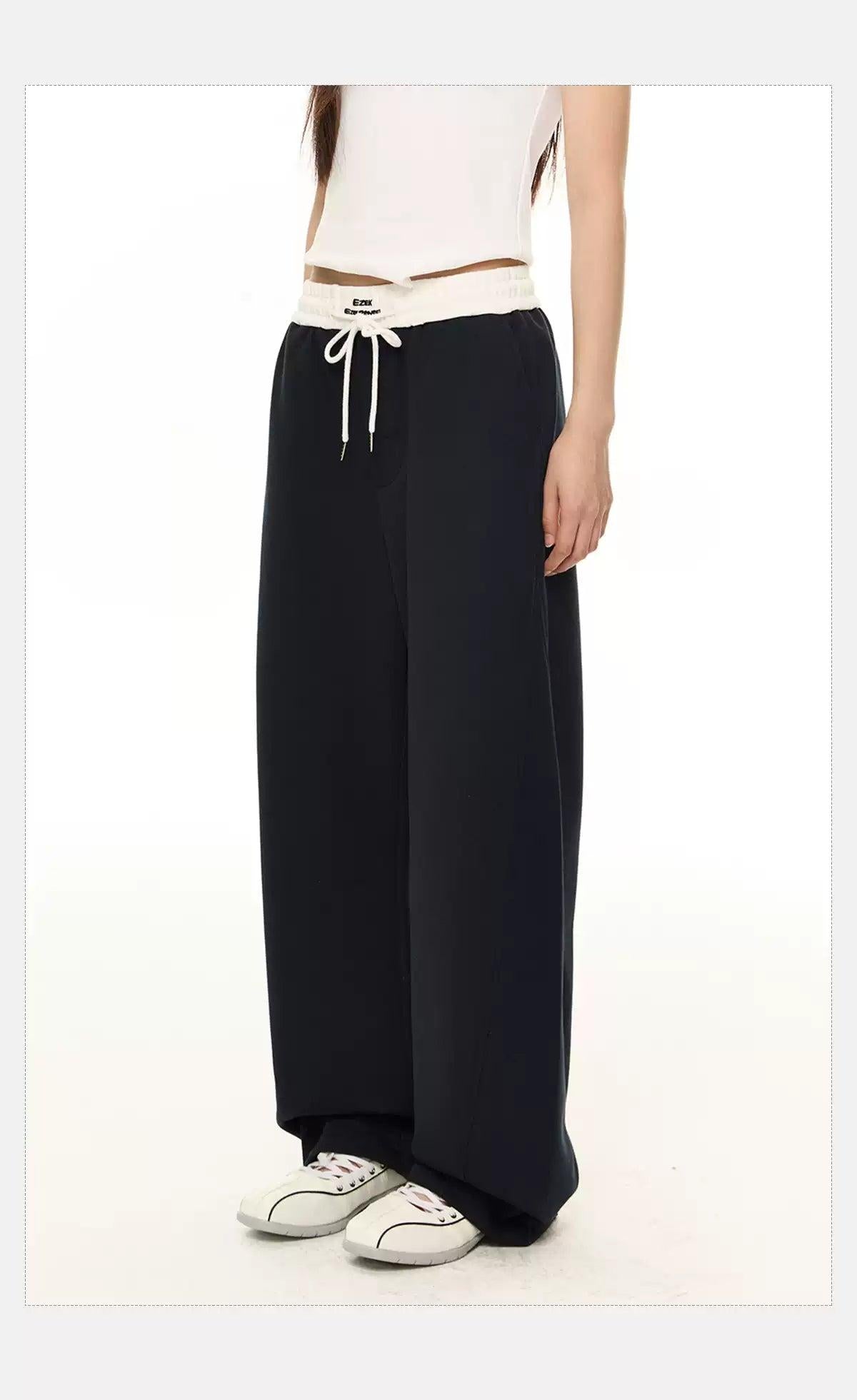 Tom Drawcord Waist Contrast Sweatpants-korean-fashion-Pants-Tom's Closet-OH Garments