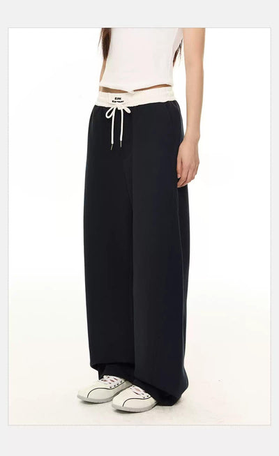 Tom Drawcord Waist Contrast Sweatpants-korean-fashion-Pants-Tom's Closet-OH Garments