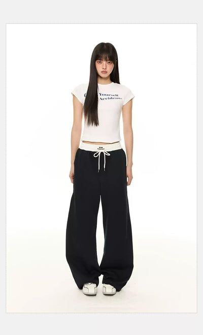 Tom Drawcord Waist Contrast Sweatpants-korean-fashion-Pants-Tom's Closet-OH Garments
