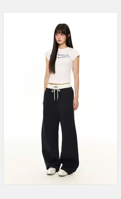 Tom Drawcord Waist Contrast Sweatpants-korean-fashion-Pants-Tom's Closet-OH Garments
