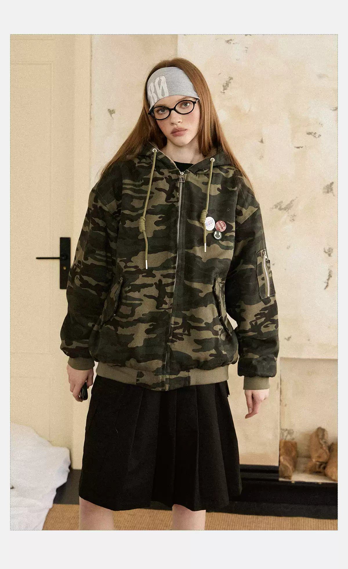 Tom Drawstring Camouflage Print Jacket-korean-fashion-Jacket-Tom's Closet-OH Garments