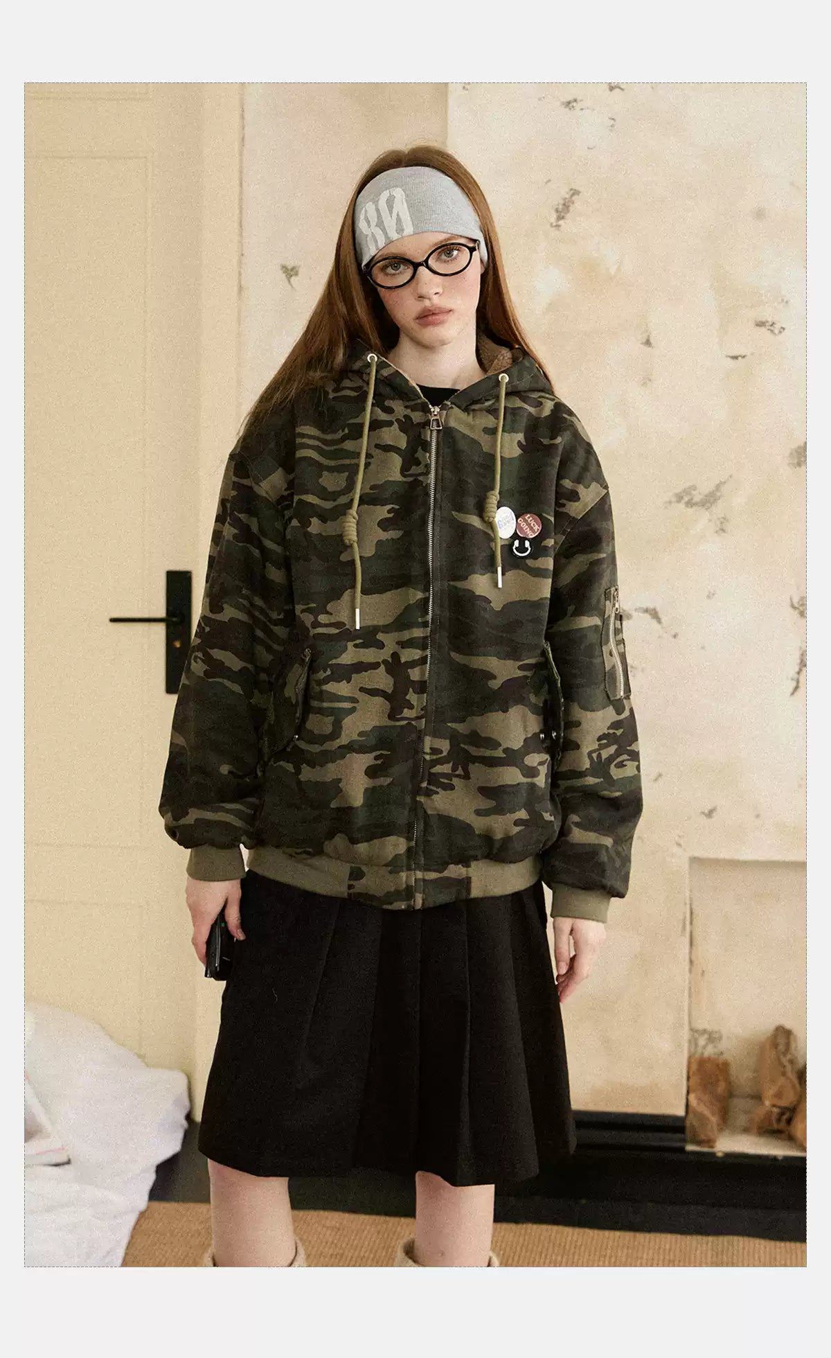 Tom Drawstring Camouflage Print Jacket-korean-fashion-Jacket-Tom's Closet-OH Garments