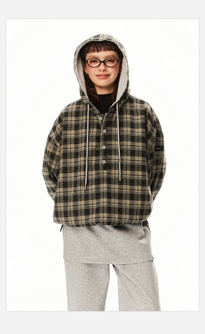 Tom Drawstring Plaid Reversible Hoodie-korean-fashion-Hoodie-Tom's Closet-OH Garments