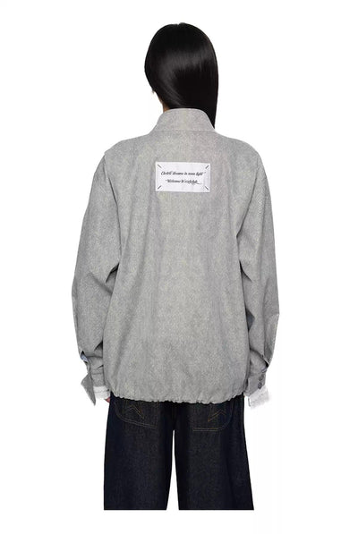 Tom Drawstring Pleats Lace Zipped Jacket-korean-fashion-Jacket-Tom's Closet-OH Garments