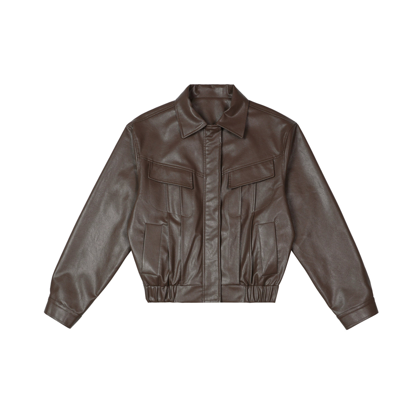Tom Drop Shoulder Flap Pocket PU Leather Jacket-korean-fashion-Jacket-Tom's Closet-OH Garments
