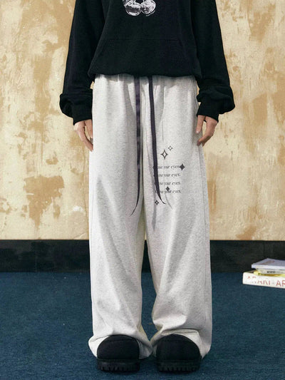 Tom Elastic Lace Lettered Sweatpants-korean-fashion-Pants-Tom's Closet-OH Garments