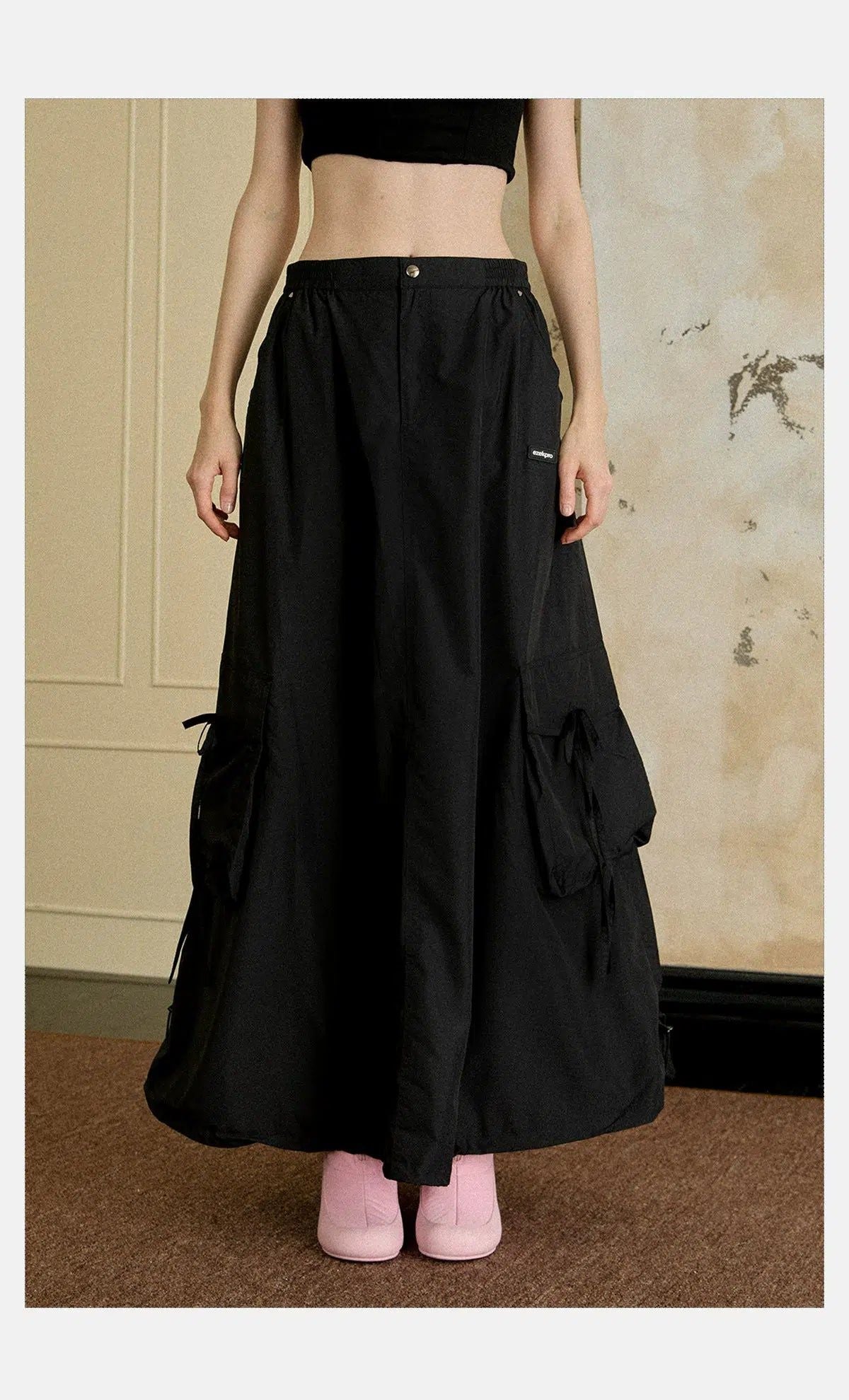 Tom Elastic Waist Long Cargo Skirt-korean-fashion-Skirt-Tom's Closet-OH Garments