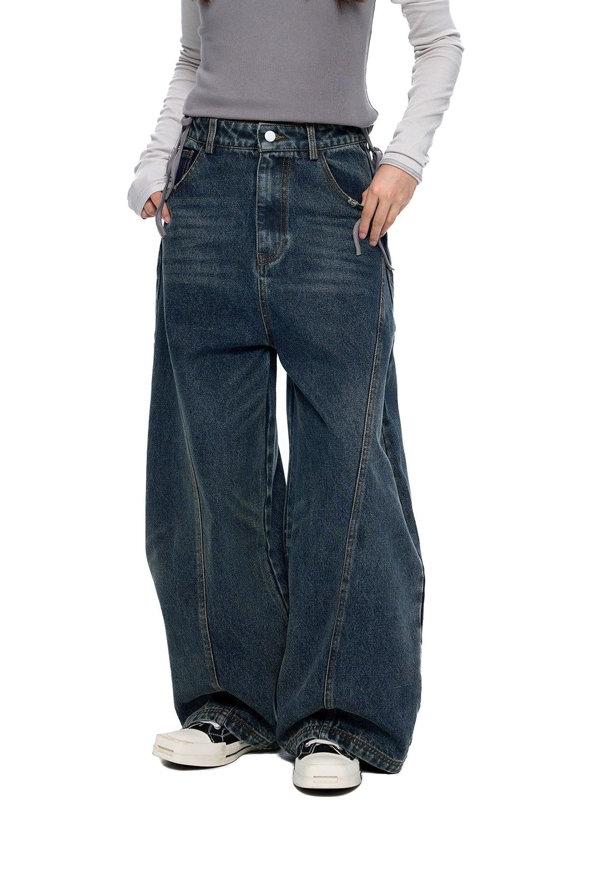 Tom Faded Structured Barrel Jeans-korean-fashion-Jeans-Tom's Closet-OH Garments