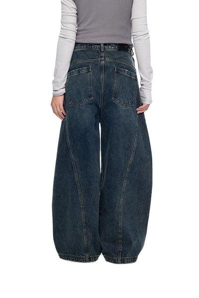 Tom Faded Structured Barrel Jeans-korean-fashion-Jeans-Tom's Closet-OH Garments