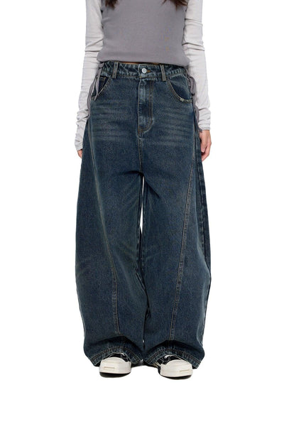 Tom Faded Structured Barrel Jeans-korean-fashion-Jeans-Tom's Closet-OH Garments