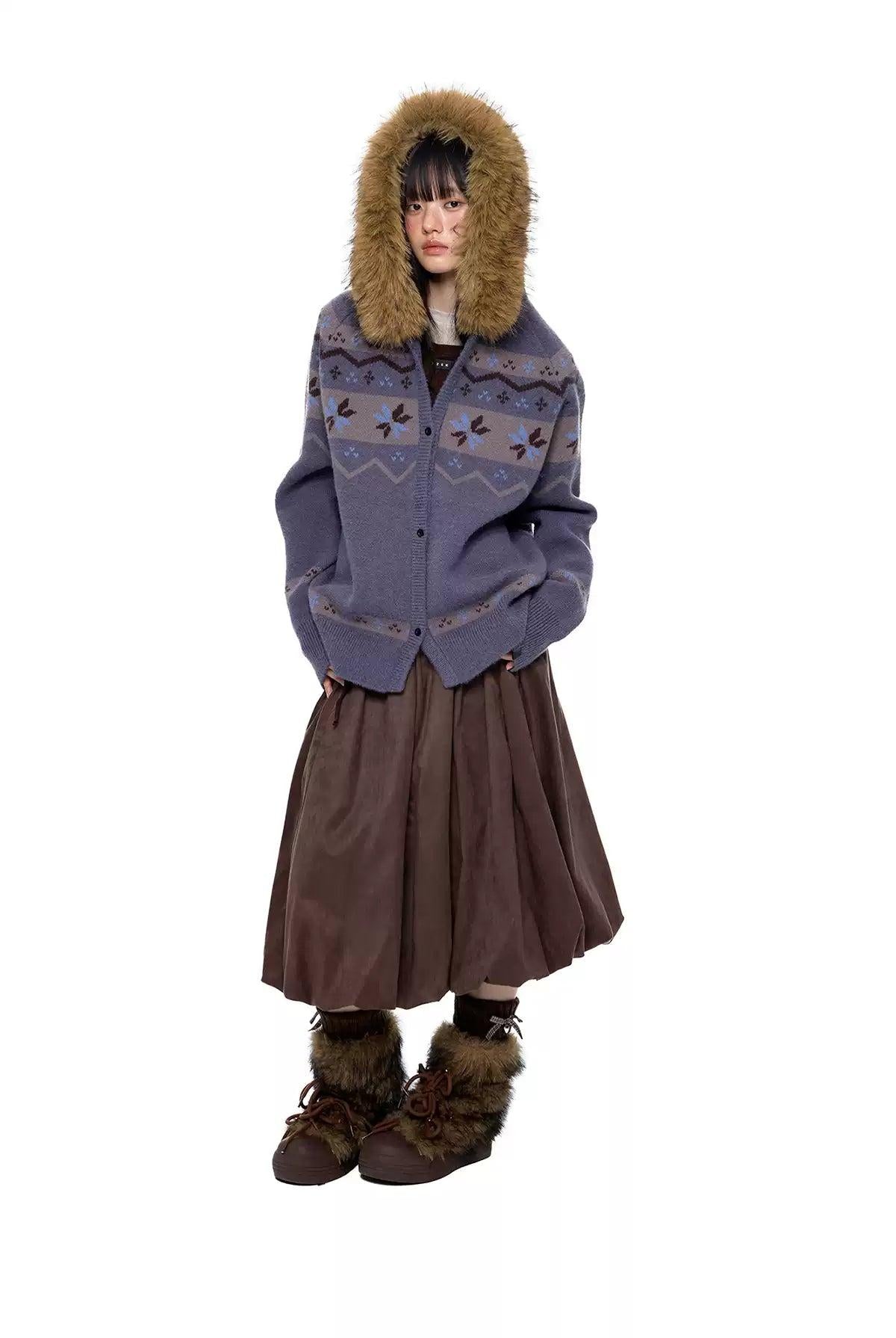 Tom Faux Fur Collar Buttoned Sweater-korean-fashion-Sweater-Tom's Closet-OH Garments