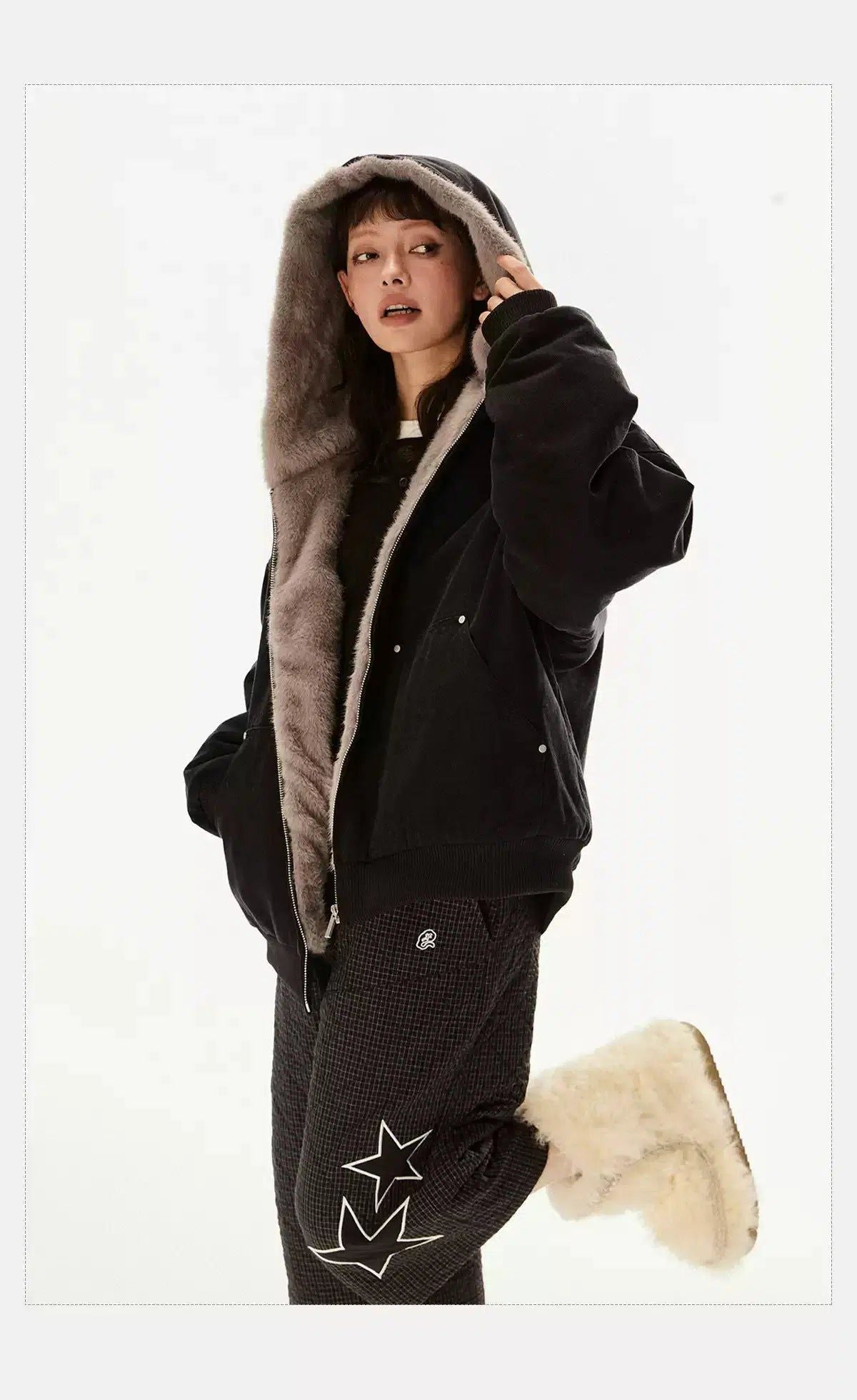 Tom Faux Fur-Lined Hooded Jacket-korean-fashion-Jacket-Tom's Closet-OH Garments