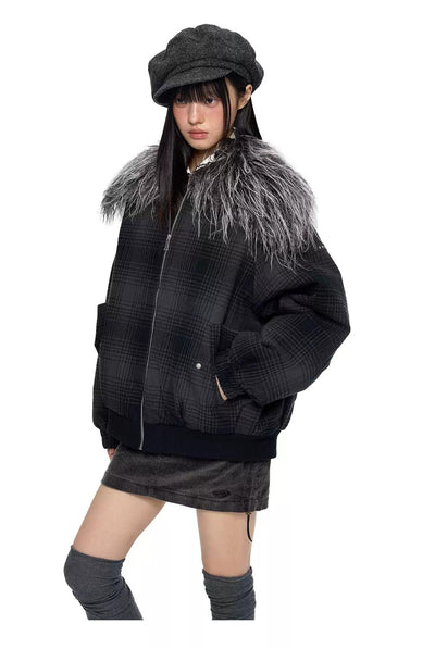Tom Faux Fur Lined Plaid Jacket-korean-fashion-Jacket-Tom's Closet-OH Garments