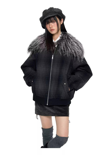 Tom Faux Fur Lined Plaid Jacket-korean-fashion-Jacket-Tom's Closet-OH Garments