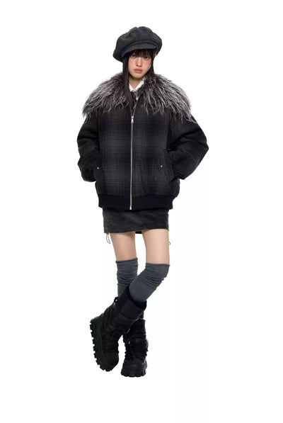 Tom Faux Fur Lined Plaid Jacket-korean-fashion-Jacket-Tom's Closet-OH Garments